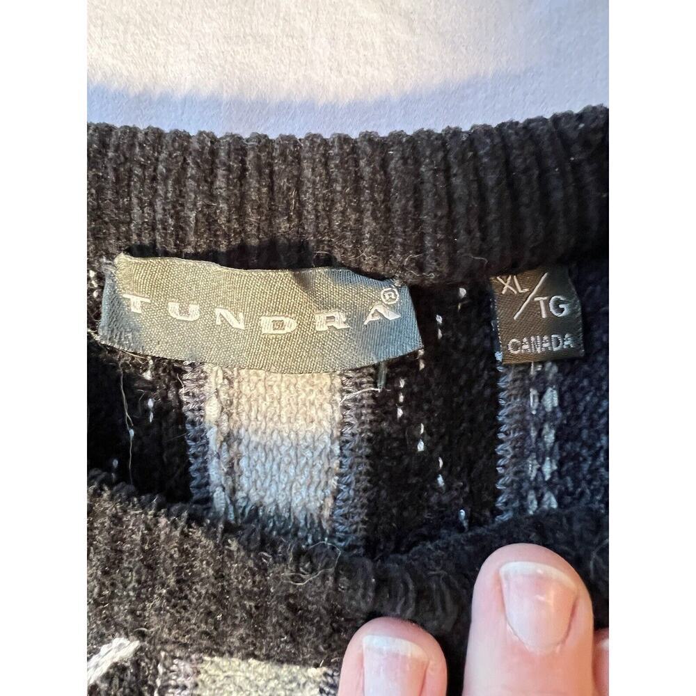 VTG Tundra Canada Mens 3D knit Textured Sweater Size XL Black Gray Retro Grandpa - Picture 2 of 7